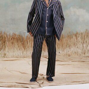 Tombolo Easy-Going Pants (Navy Jacquard Stripe)